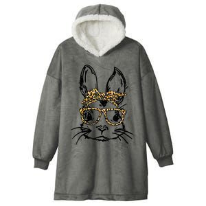 Cute Bunny Face Shirt Leopard Print Glasses EASTER Wo Boy Hooded Wearable Blanket