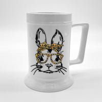 Cute Bunny Face Shirt Leopard Print Glasses EASTER Wo Boy Beer Stein