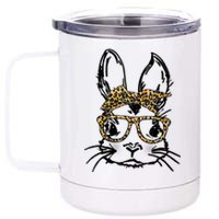 Cute Bunny Face Shirt Leopard Print Glasses EASTER Wo Boy 12 oz Stainless Steel Tumbler Cup