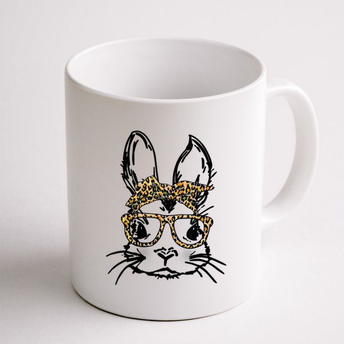 Cute Bunny Face Shirt Leopard Print Glasses EASTER Wo Boy Coffee Mug