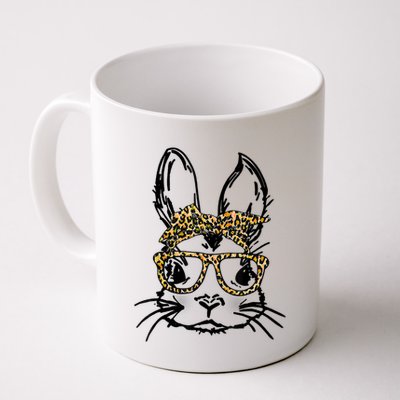 Cute Bunny Face Shirt Leopard Print Glasses EASTER Wo Boy Mug