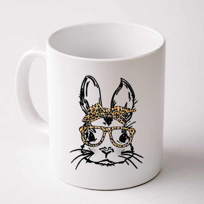 Cute Bunny Face Shirt Leopard Print Glasses EASTER Wo Boy Coffee Mug