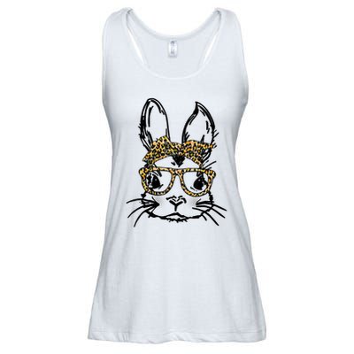 Cute Bunny Face Shirt Leopard Print Glasses EASTER Wo Boy Ladies Essential Flowy Tank