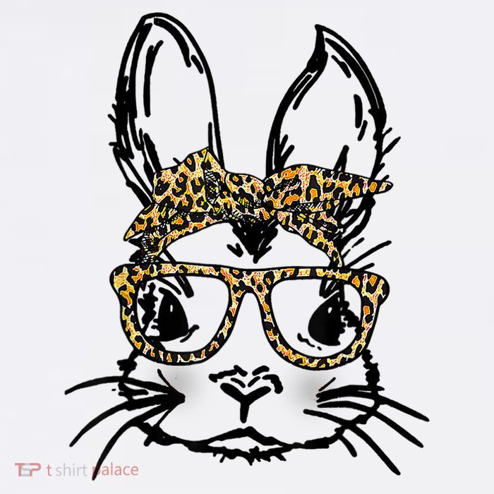 Cute Bunny Face Shirt Leopard Print Glasses EASTER Wo Boy Flatbill Hat
