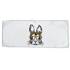 Cute Bunny Face Shirt Leopard Print Glasses EASTER Wo Boy Large Microfiber Waffle Golf Towel