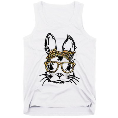 Cute Bunny Face Shirt Leopard Print Glasses EASTER Wo Boy Tank Top