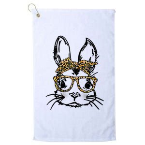 Cute Bunny Face Shirt Leopard Print Glasses EASTER Wo Boy Platinum Collection Golf Towel