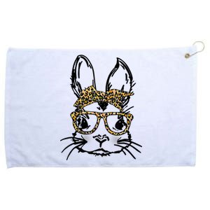 Cute Bunny Face Shirt Leopard Print Glasses EASTER Wo Boy Grommeted Golf Towel