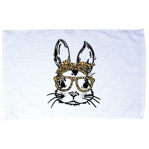 Cute Bunny Face Shirt Leopard Print Glasses EASTER Wo Boy Microfiber Hand Towel