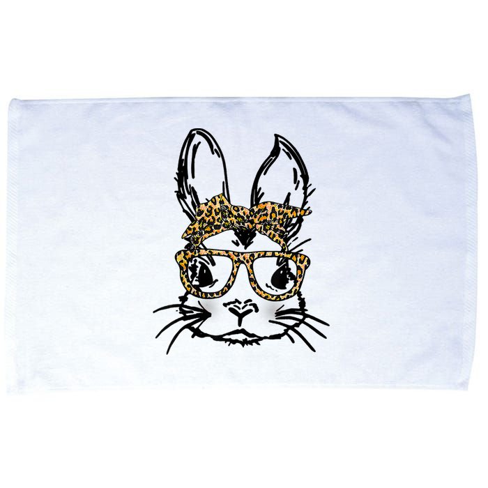 Cute Bunny Face Shirt Leopard Print Glasses EASTER Wo Boy Microfiber Hand Towel