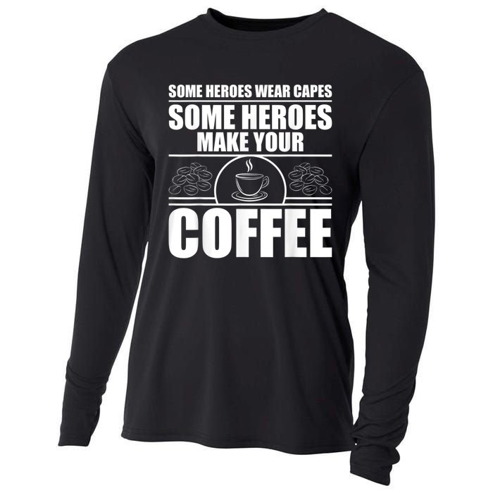 Cool Barista For Men Women Espresso Latte Art Coffee Beans Cooling Performance Long Sleeve Crew