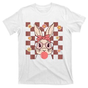 Cute Bunny Face Retro Groovy Easter Day Glasses Headband T-Shirt