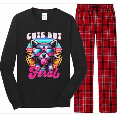 Cute But Feral Funny Trash Panda Quirk Long Sleeve Pajama Set