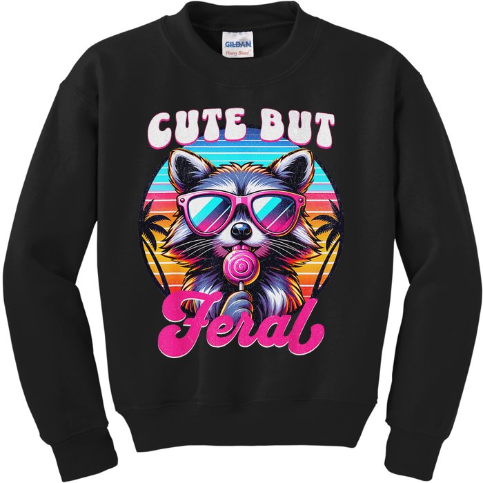 Cute But Feral Funny Trash Panda Quirk Kids Sweatshirt