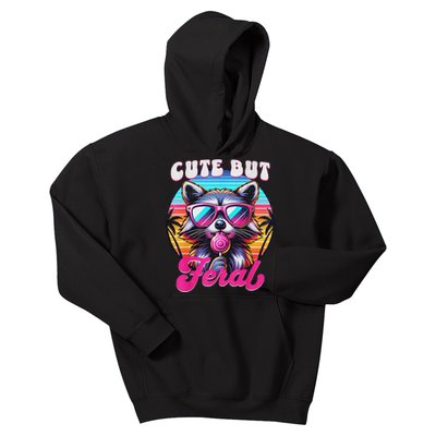 Cute But Feral Funny Trash Panda Quirk Kids Hoodie