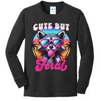 Cute But Feral Funny Trash Panda Quirk Kids Long Sleeve Shirt