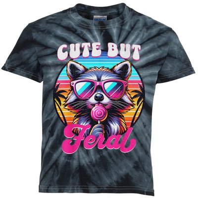 Cute But Feral Funny Trash Panda Quirk Kids Tie-Dye T-Shirt