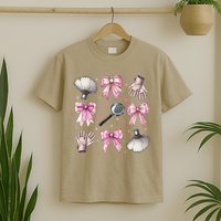 Coquette Bow Forensic Scientist Investigator Fingerprint T-Shirt