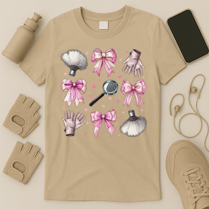 Coquette Bow Forensic Scientist Investigator Fingerprint T-Shirt