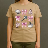 Coquette Bow Forensic Scientist Investigator Fingerprint T-Shirt