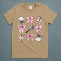 Coquette Bow Forensic Scientist Investigator Fingerprint T-Shirt