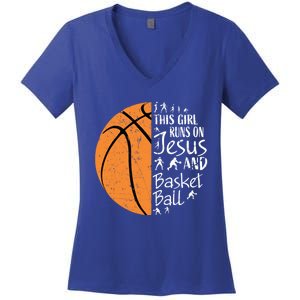 Christian Basketball Funny Gift N Jesus Sayings Gift Women's V-Neck T-Shirt