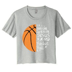 Christian Basketball Funny Gift N Jesus Sayings Gift Women's Crop Top Tee