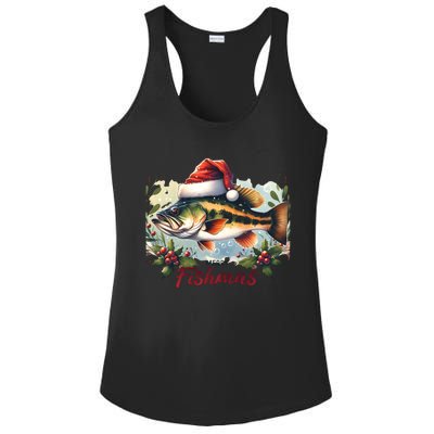 Christmas Bass Fish In Santa Hat Wishing A Merry Fishmas Gift Ladies PosiCharge Competitor Racerback Tank