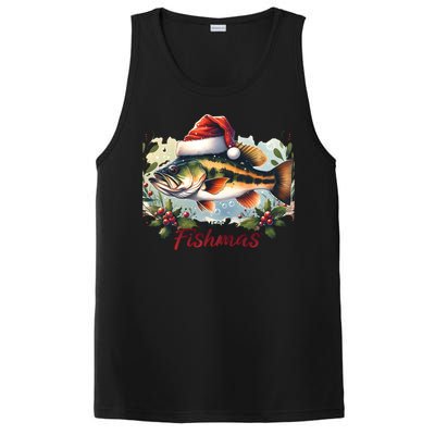 Christmas Bass Fish In Santa Hat Wishing A Merry Fishmas Gift PosiCharge Competitor Tank