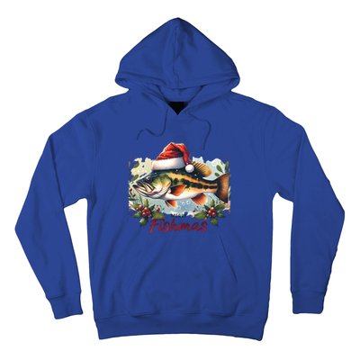 Christmas Bass Fish In Santa Hat Wishing A Merry Fishmas Gift Hoodie