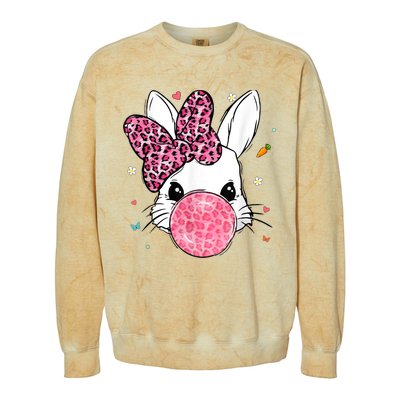 Cute Bunny Face Pink Leopard Bubblegum Easter Day Wo Girl Colorblast Crewneck Sweatshirt