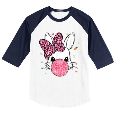 Cute Bunny Face Pink Leopard Bubblegum Easter Day Wo Girl Baseball Sleeve Shirt