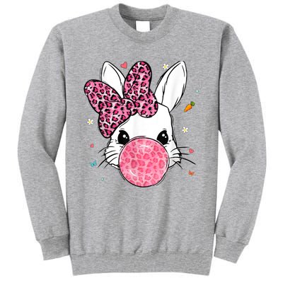 Cute Bunny Face Pink Leopard Bubblegum Easter Day Wo Girl Tall Sweatshirt