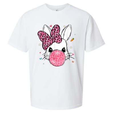 Cute Bunny Face Pink Leopard Bubblegum Easter Day Wo Girl Sueded Cloud Jersey T-Shirt