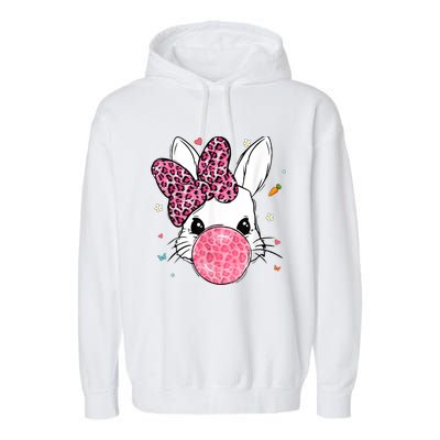 Cute Bunny Face Pink Leopard Bubblegum Easter Day Wo Girl Garment-Dyed Fleece Hoodie