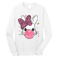 Cute Bunny Face Pink Leopard Bubblegum Easter Day Wo Girl Long Sleeve Shirt