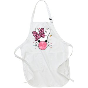 Cute Bunny Face Pink Leopard Bubblegum Easter Day Wo Girl Full-Length Apron With Pockets