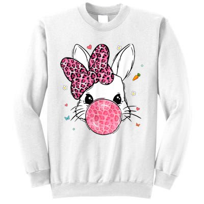 Cute Bunny Face Pink Leopard Bubblegum Easter Day Wo Girl Sweatshirt