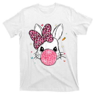 Cute Bunny Face Pink Leopard Bubblegum Easter Day Wo Girl T-Shirt