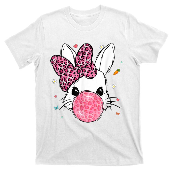 Cute Bunny Face Pink Leopard Bubblegum Easter Day Wo Girl T-Shirt