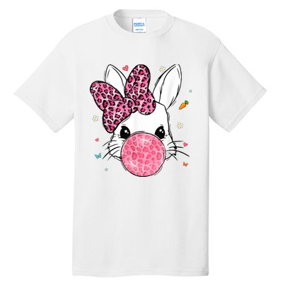 Cute Bunny Face Pink Leopard Bubblegum Easter Day Wo Girl Tall T-Shirt