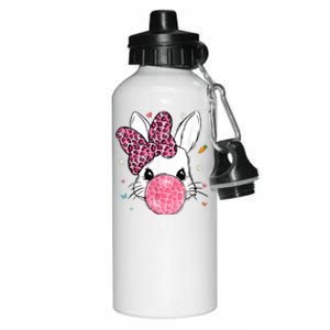 Cute Bunny Face Pink Leopard Bubblegum Easter Day Wo Girl Aluminum Water Bottle