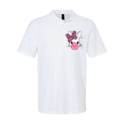 Cute Bunny Face Pink Leopard Bubblegum Easter Day Wo Girl Softstyle Adult Sport Polo