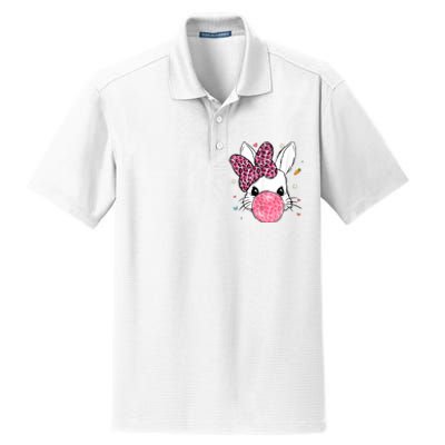 Cute Bunny Face Pink Leopard Bubblegum Easter Day Wo Girl Dry Zone Grid Polo