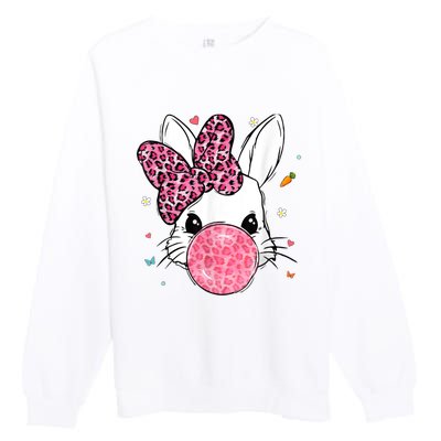 Cute Bunny Face Pink Leopard Bubblegum Easter Day Wo Girl Premium Crewneck Sweatshirt