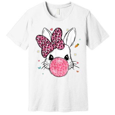 Cute Bunny Face Pink Leopard Bubblegum Easter Day Wo Girl Premium T-Shirt