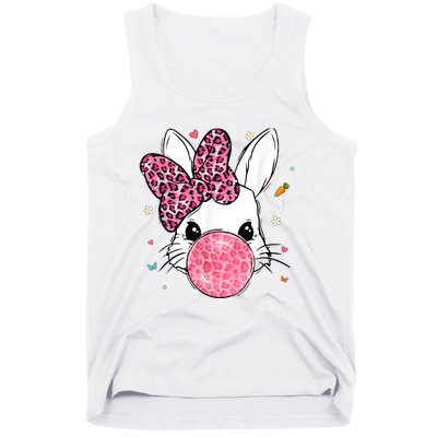 Cute Bunny Face Pink Leopard Bubblegum Easter Day Wo Girl Tank Top