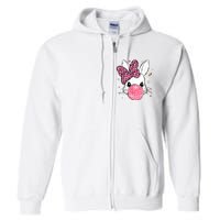 Cute Bunny Face Pink Leopard Bubblegum Easter Day Wo Girl Full Zip Hoodie