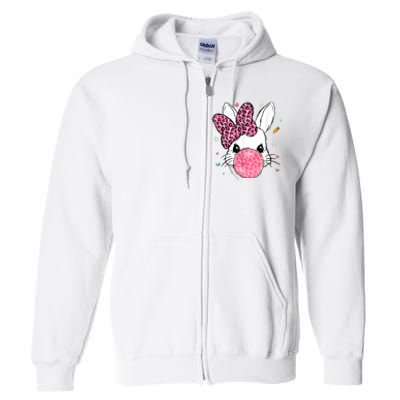 Cute Bunny Face Pink Leopard Bubblegum Easter Day Wo Girl Full Zip Hoodie