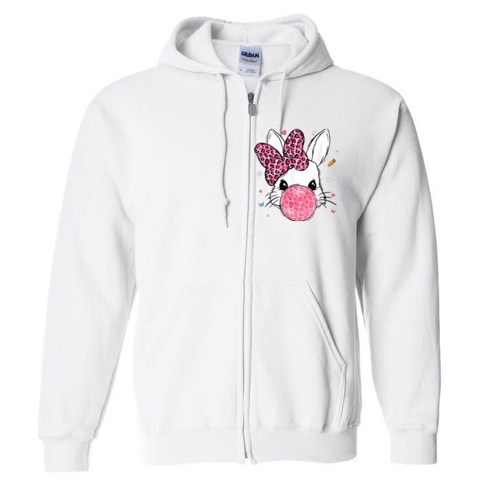 Cute Bunny Face Pink Leopard Bubblegum Easter Day Wo Girl Full Zip Hoodie